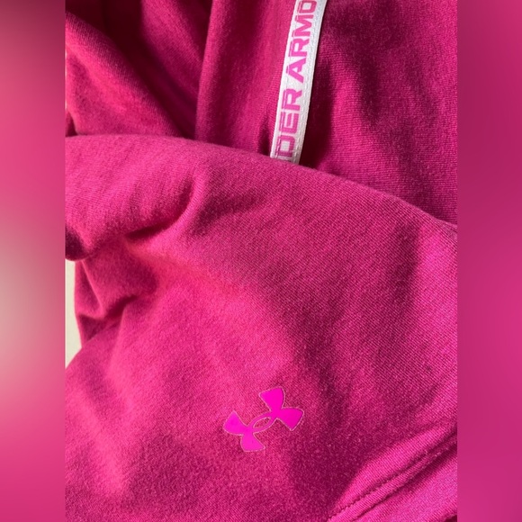 Under Armour UA Dark Pink Rival Terry Taped Crew Sweatshirt, Size Large, - Picture 9 of 11